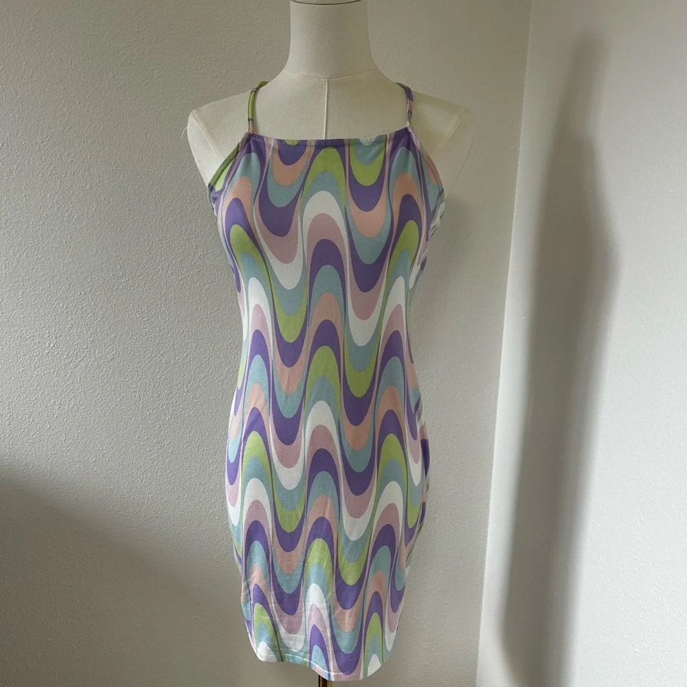 Colorful Wave Pattern Mini Dress - Picture 1 of 6